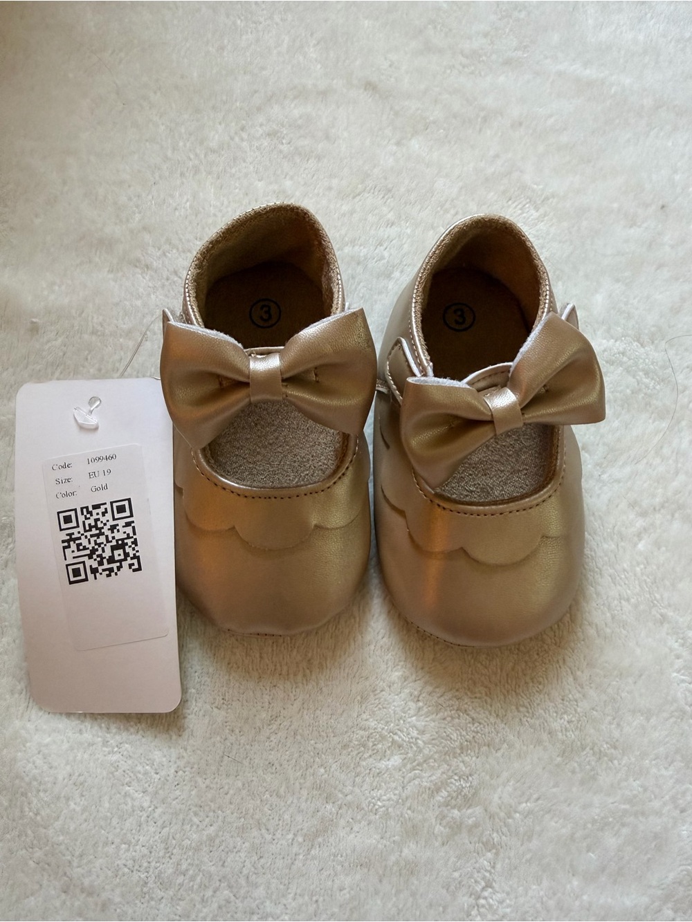 Gold Baby Bow Mary Jane Walker Shoes